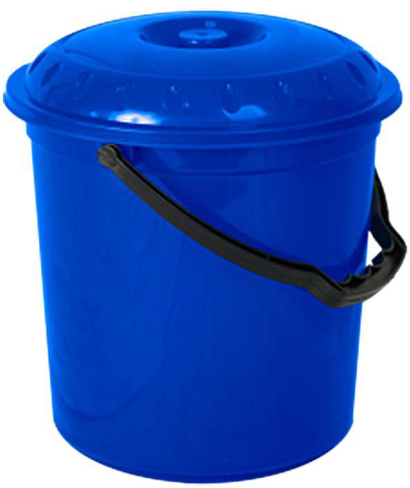 Ведро 10 л с крышки, черное/синее